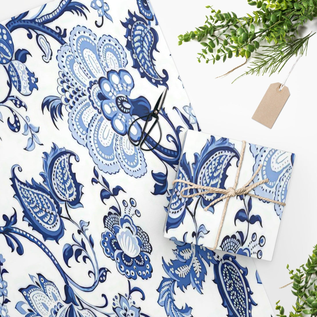 Kate McEnroe New York Chinoiserie Jacobean Floral Wrapping Paper, Country Farmhouse Grandmillenial Gift WrapWrapping Paper27661523798221537680
