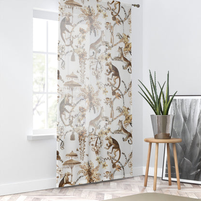 Kate McEnroe New York Chinoiserie Jungle Botanical Toile Brown, White Window CurtainsWindow CurtainsW3D - MON - OBN - SH6