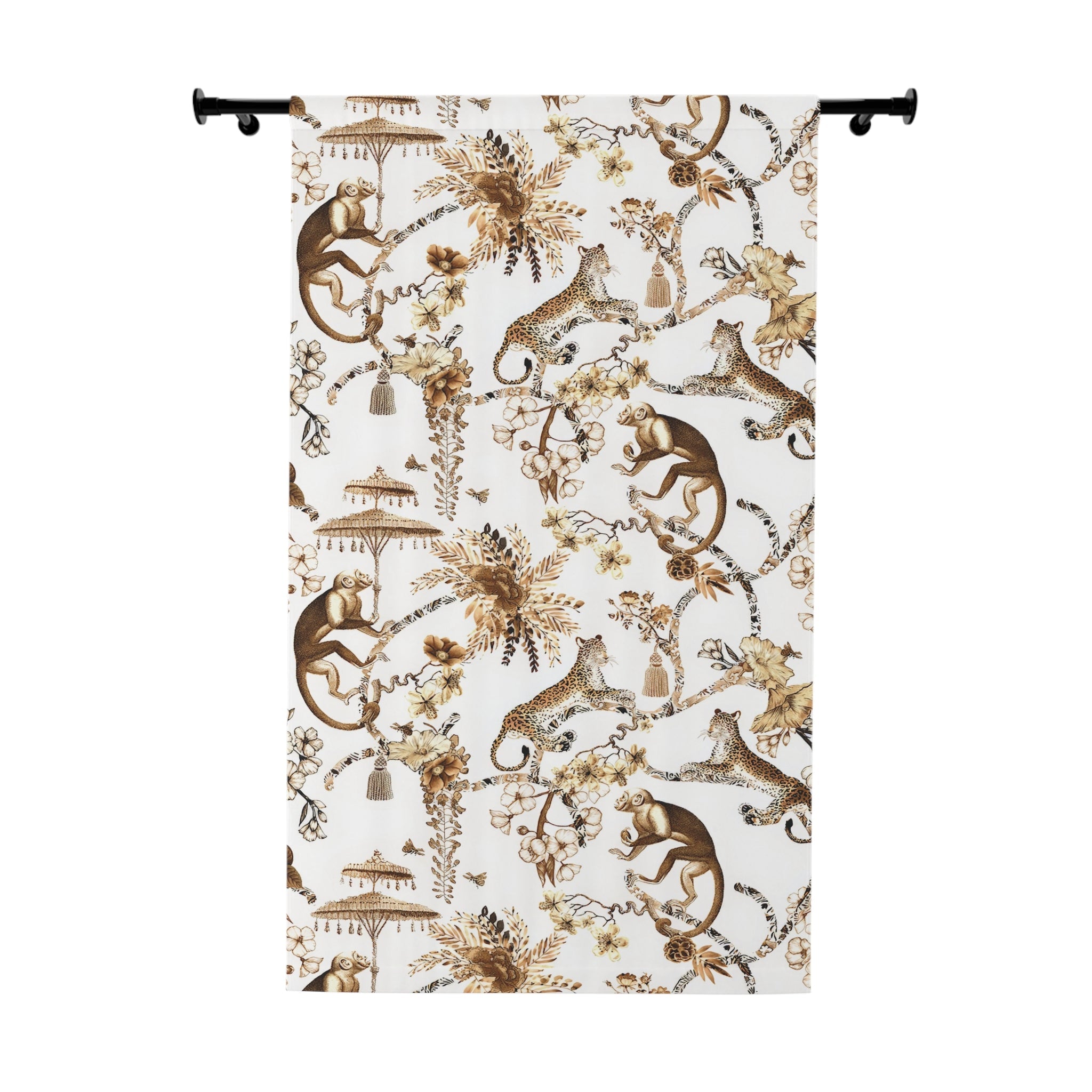 Kate McEnroe New York Chinoiserie Jungle Botanical Toile Brown, White Window CurtainsWindow CurtainsW3D - MON - OBN - SH6