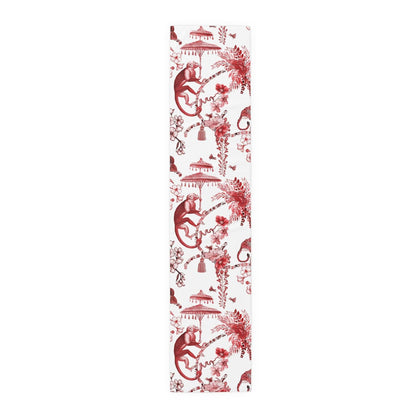 Kate McEnroe New York Chinoiserie Jungle Botanical Toile Table Runner, Red, White Chinoiserie Floral Table Linens , Country Farmhouse Table Decor - 131782623Table Runners24339001434271510791