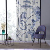 Kate McEnroe New York Chinoiserie Jungle Botanical Toile Window Curtains, Blue, White Chinoiserie Floral Curtain Panels, Country Farmhouse Decor - 122581123Window CurtainsW3D - MON - OYB - SH4