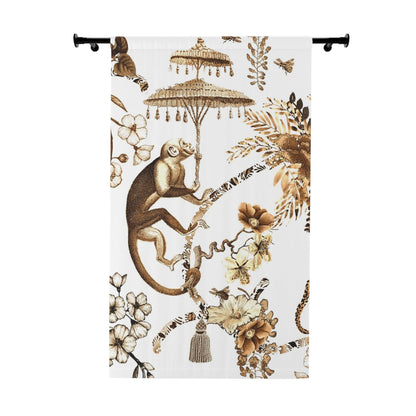 Kate McEnroe New York Chinoiserie Jungle Botanical Toile Window Curtains, Brown, White Chinoiserie Floral Curtain Panels, Country Farmhouse Decor - 122681123Window CurtainsW3D - MON - OBN - SH5