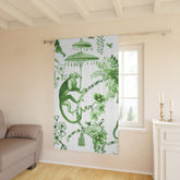 Kate McEnroe New York Chinoiserie Jungle Botanical Toile Window Curtains, Green, White Chinoiserie Floral Curtain Panels, Country Farmhouse Decor - 122481123Window CurtainsW3D - MON - OYG - SH3