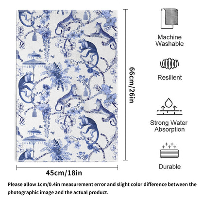 Kate McEnroe New York Chinoiserie Jungle Hand Towel, Exotic Monkey Floral Kitchen Bath TowelHand TowelsNRQMZ0RY - 1