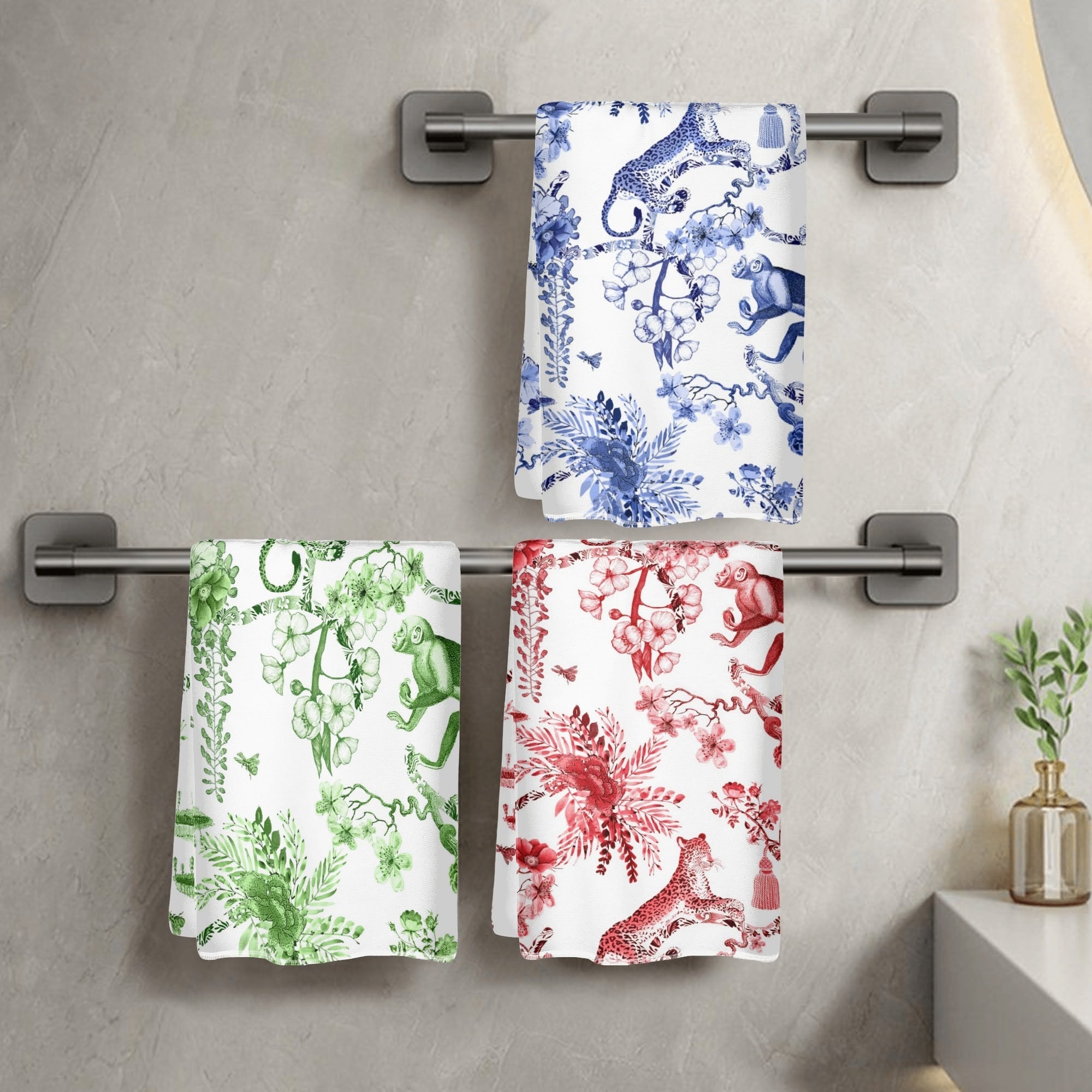 Kate McEnroe New York Chinoiserie Jungle Hand Towel, Exotic Monkey Floral Kitchen Bath TowelHand TowelsNRQMZ0RY - 1