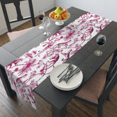 Kate McEnroe New York Chinoiserie Jungle Table Runner, Floral Pink, White Botanical Toile Country Farmhouse Table DecorTable Runners10865113506446422313
