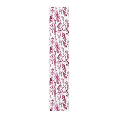 Kate McEnroe New York Chinoiserie Jungle Table Runner, Floral Pink, White Botanical Toile Country Farmhouse Table DecorTable Runners10865113506446422313