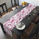Kate McEnroe New York Chinoiserie Jungle Table Runner, Floral Pink, White Botanical Toile Country Farmhouse Table DecorTable Runners10865113506446422313