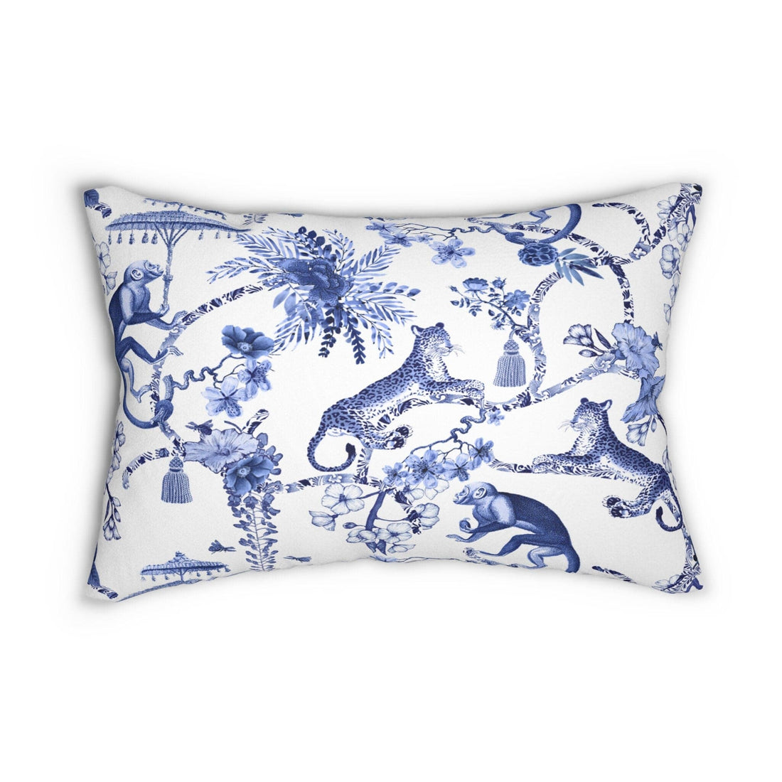 Kate McEnroe New York Chinoiserie Lumbar Pillow, Botanical Toile Bedding Collection, Floral Blue and White Chinoiserie Toile Throw Pillow with InsertThrow Pillows28157272031391349351