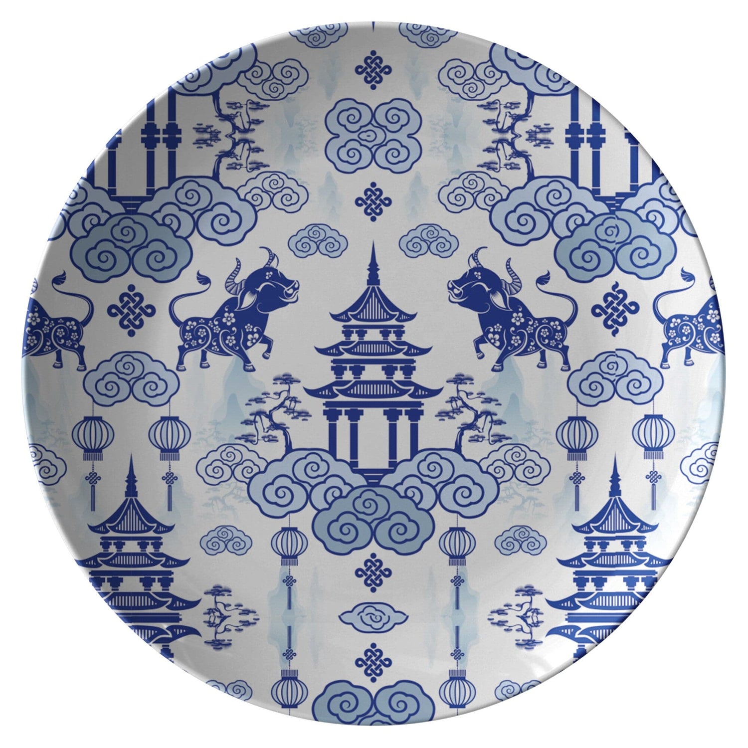 Kate McEnroe New York Chinoiserie Pagoda Bulls Dinner Plates Plates Set of Four 9820FOUR