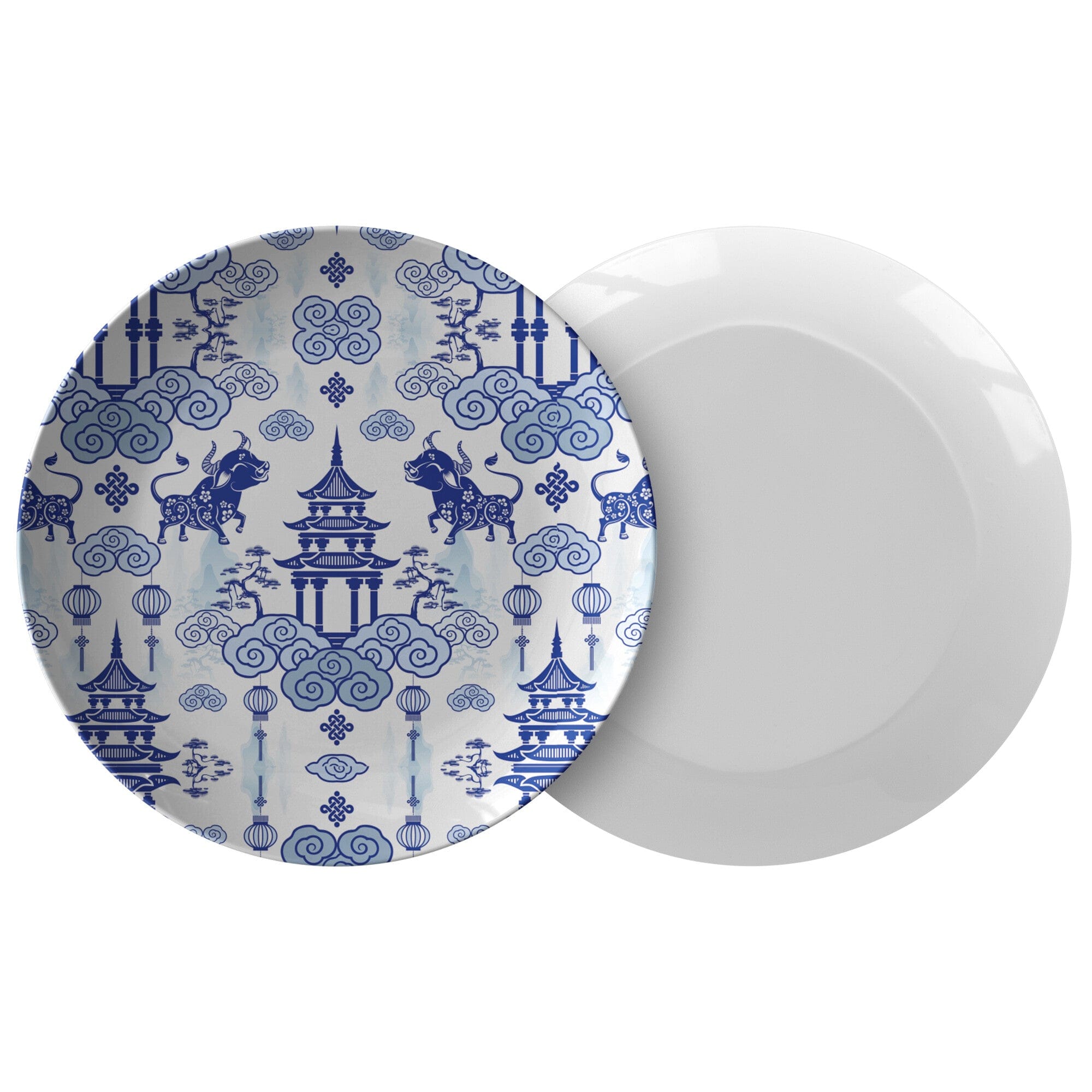 Kate McEnroe New York Chinoiserie Pagoda Bulls Dinner PlatesPlates9820SINGLE