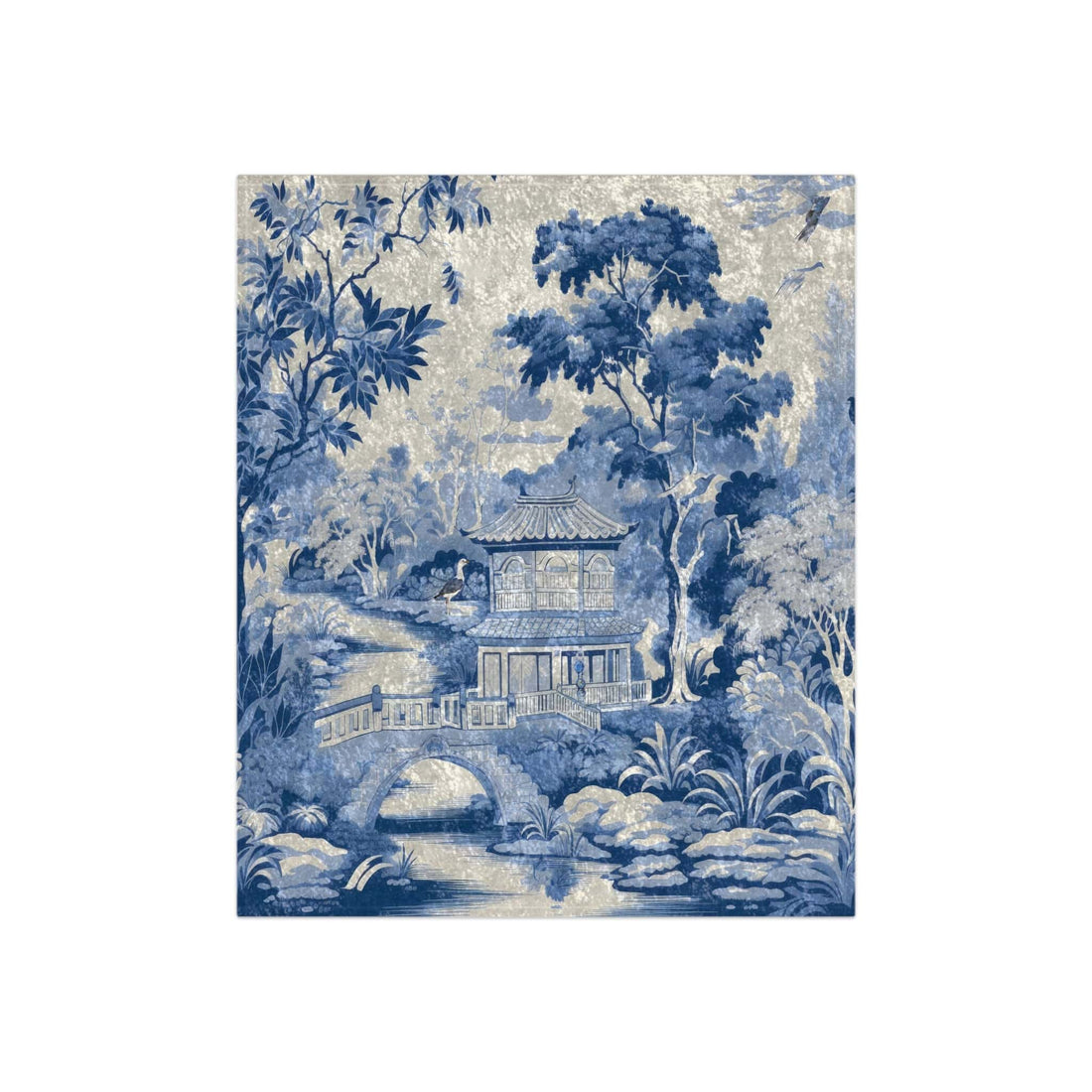 Kate McEnroe New York Chinoiserie Pagoda Floral Crushed Velvet Blanket, Country Farmhouse, Grandmillenial, Rustic Chic Living Room, Bedroom Decor - 122381123 Blankets 18432458006333650056