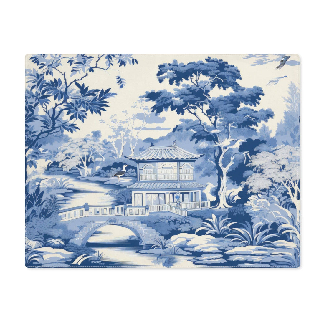 Kate McEnroe New York Chinoiserie Pagoda Floral Fabric Placemat, Country Farmhouse Table Linens, Wedding Table Decor, Grandmillenial Kitchen Decor - 11998823Placemats26186172390539960041