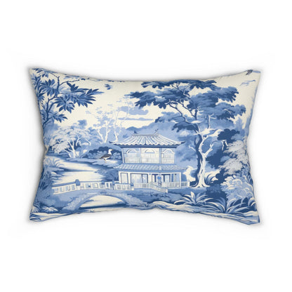 Kate McEnroe New York Chinoiserie Pagoda Floral Lumbar Pillow, Country Farmhouse Grandmillenial Living Room, Bedroom Accent Pillow - 12058823 21141585544401696250