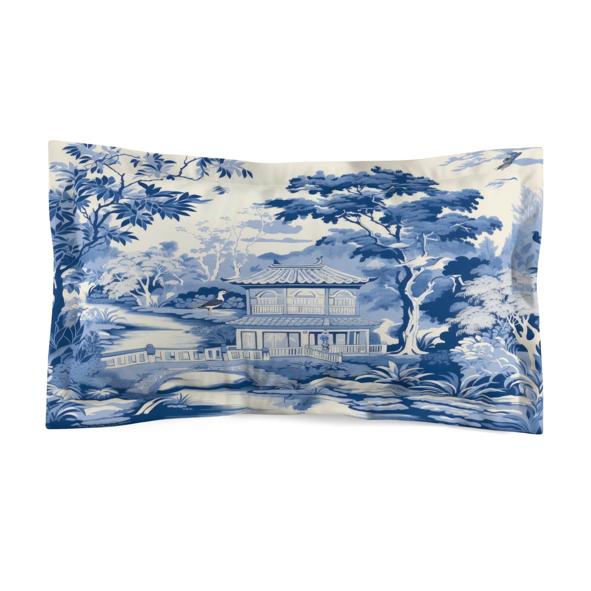 Kate McEnroe New York Chinoiserie Pagoda Floral Pillow Sham, Country Farmhouse Grandmillenial Bedroom Pillow Covers, Rustic Chic Bedroom Decor - 12068823