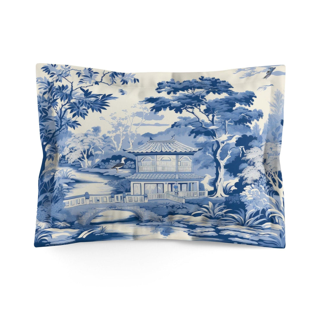 Kate McEnroe New York Chinoiserie Pagoda Floral Pillow Sham, Country Farmhouse Grandmillenial Bedroom Pillow Covers, Rustic Chic Bedroom Decor - 12068823Pillow Shams19450706223681471825