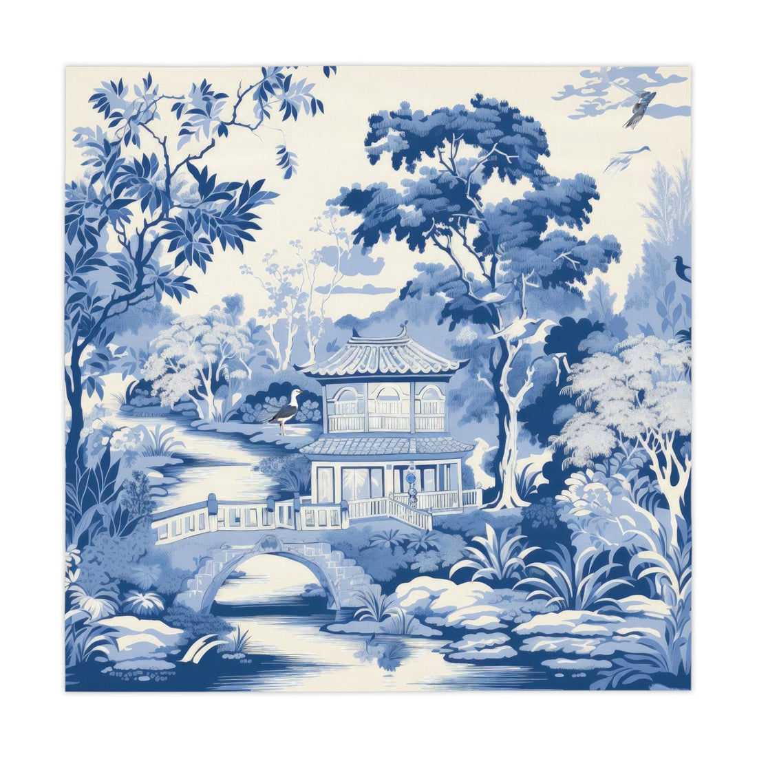 Kate McEnroe New York Chinoiserie Pagoda Floral Tablecloth, Country Chic, Farmhouse Table Linens, Wedding Table Decor, Grandmillenial Kitchen Decor - 12018823Tablecloths15187032413363020634