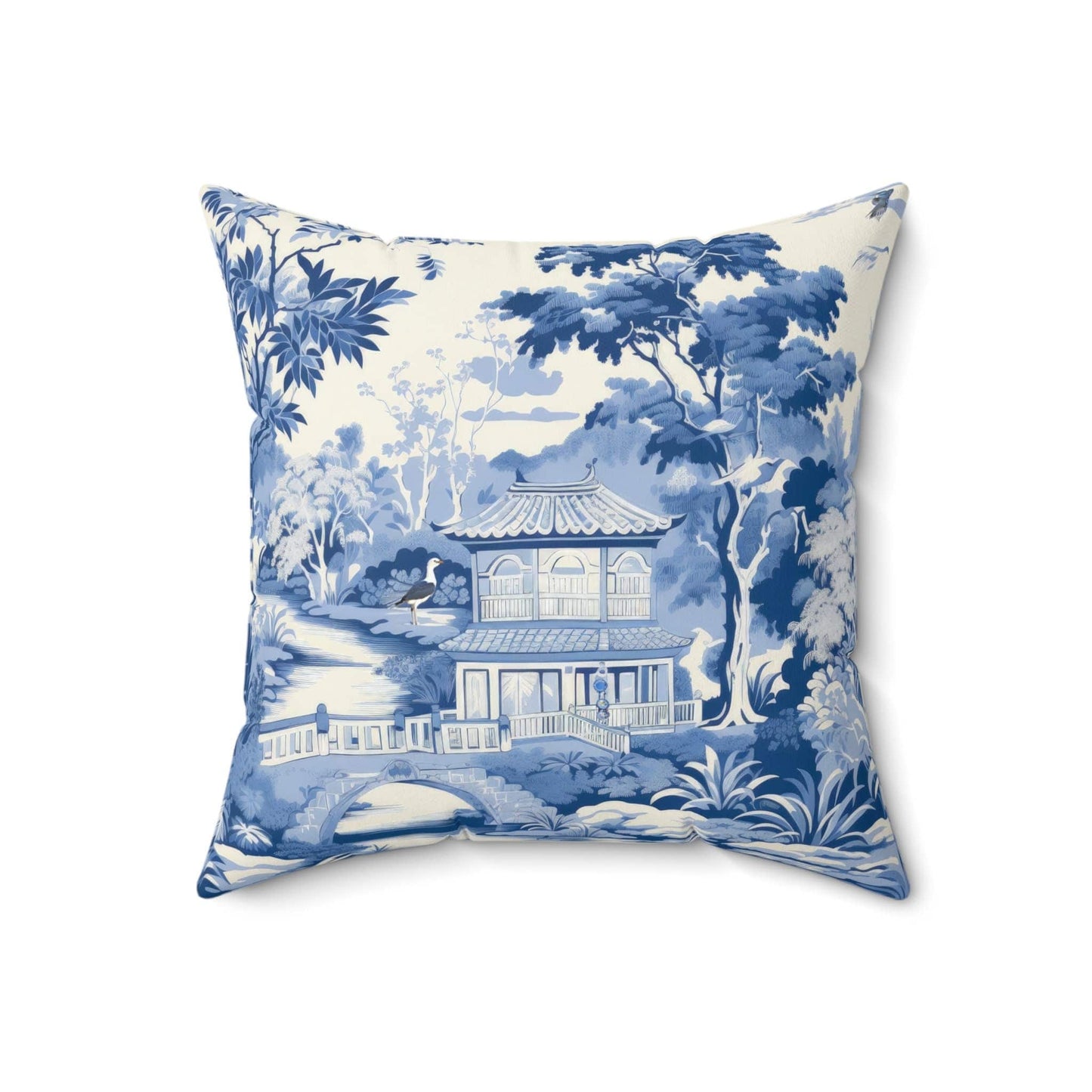 Kate McEnroe New York Chinoiserie Pagoda Floral Throw Pillow, Country Farmhouse Grandmillenial Cushion Covers, Rustic Chic Living Room, Bedroom Decor - 12038823