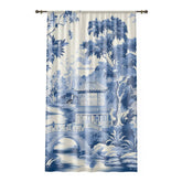 Kate McEnroe New York Chinoiserie Pagoda Floral Window Curtains, Country Farmhouse Grandmillenial Traditional Asian Country Scene Curtain Panels 11208823Window CurtainsW3D - CHI - AI3 - SH3