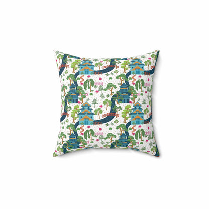 Kate McEnroe New York Chinoiserie Pagoda Garden Pillow with Insert, Oriental Scenic Cushion, Asian-Inspired Throw Pillow KM13819925 Throw Pillows 14&quot; × 14&quot; 27876798841323287249