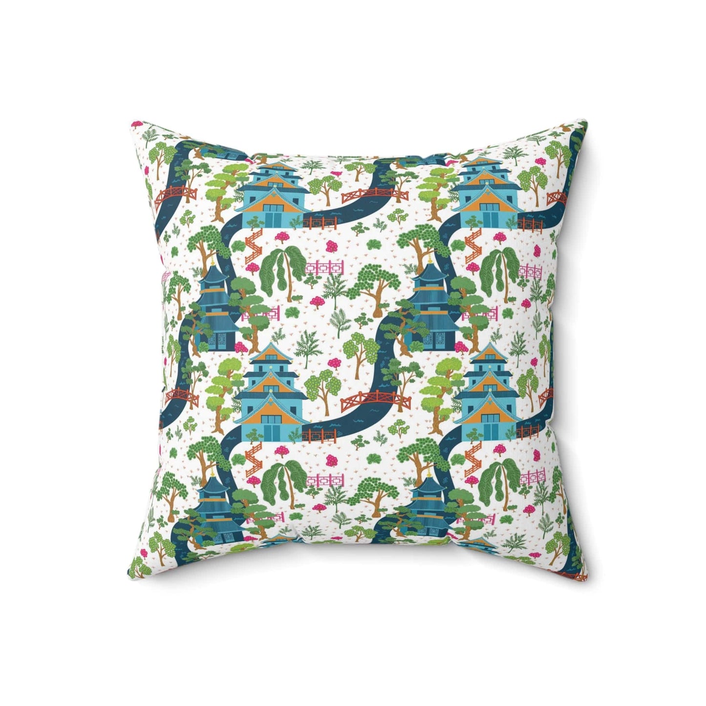 Kate McEnroe New York Chinoiserie Pagoda Garden Pillow with Insert, Oriental Scenic Cushion, Asian-Inspired Throw Pillow KM13819925 Throw Pillows