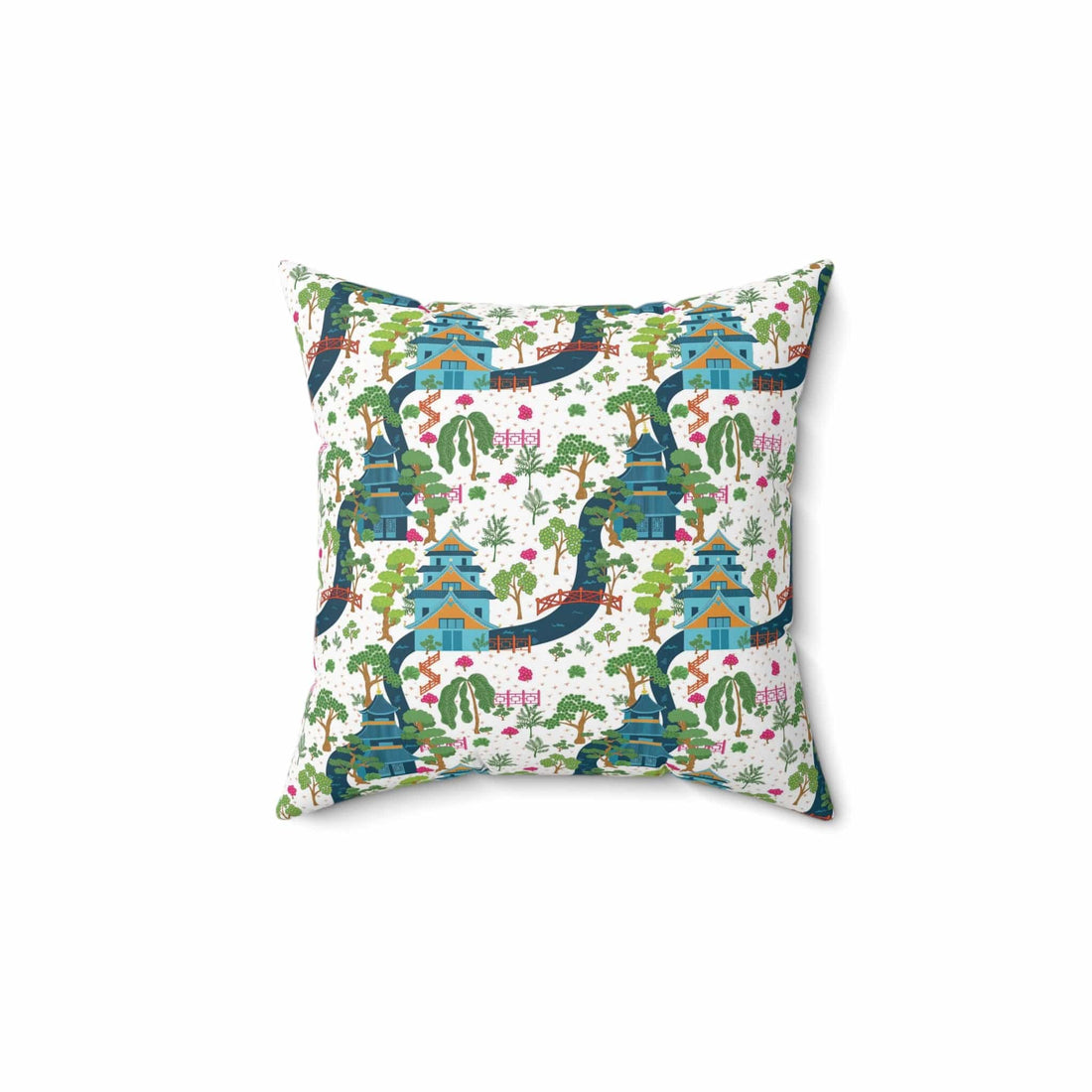 Kate McEnroe New York Chinoiserie Pagoda Garden Pillow with Insert, Oriental Scenic Cushion, Asian - Inspired Throw Pillow KM13819925Throw Pillows27876798841323287249