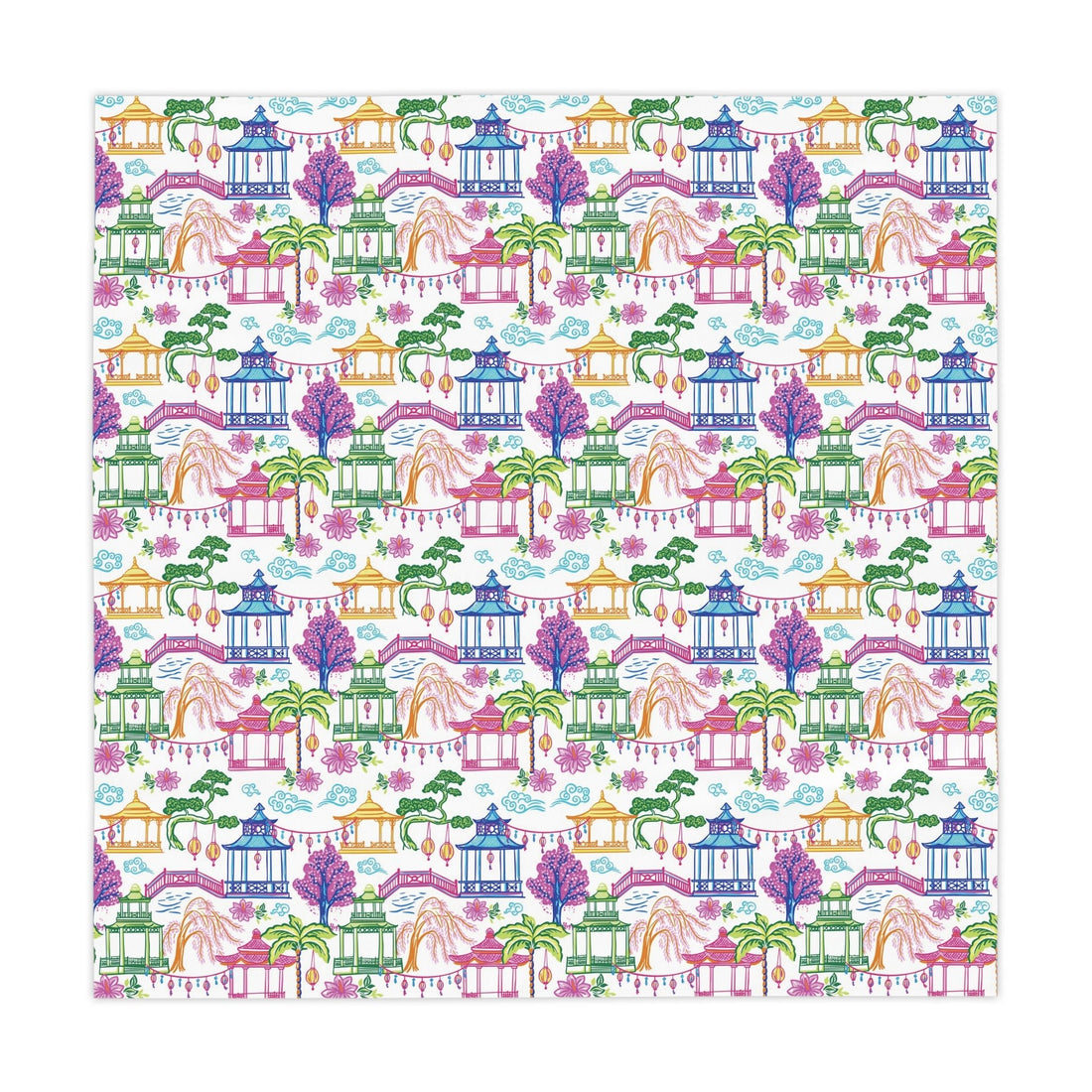 Kate McEnroe New York Chinoiserie Pagoda Garden Tablecloth, Grandmillennial Table LinenTablecloths16809395416013891326