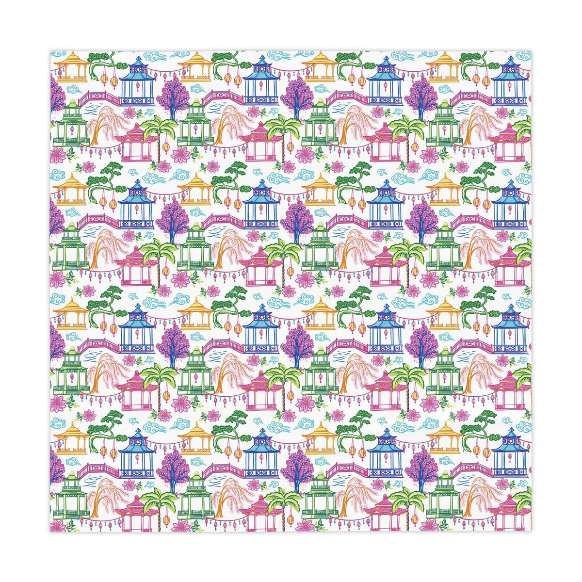 Kate McEnroe New York Chinoiserie Pagoda Garden Tablecloth, Grandmillennial Table LinenTablecloths16809395416013891326