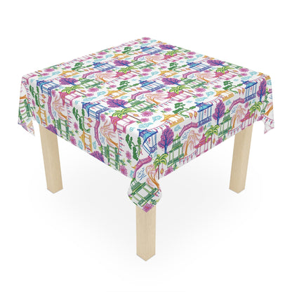 Kate McEnroe New York Chinoiserie Pagoda Garden Tablecloth, Grandmillennial Table LinenTablecloths16809395416013891326