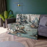 Kate McEnroe New York Chinoiserie Pagoda Landscape Floral Crushed Velvet Blanket, Country Chic Farmhouse Sofa Blanket, Grandmillenial Decor - 122281123Blankets38760621272768168612