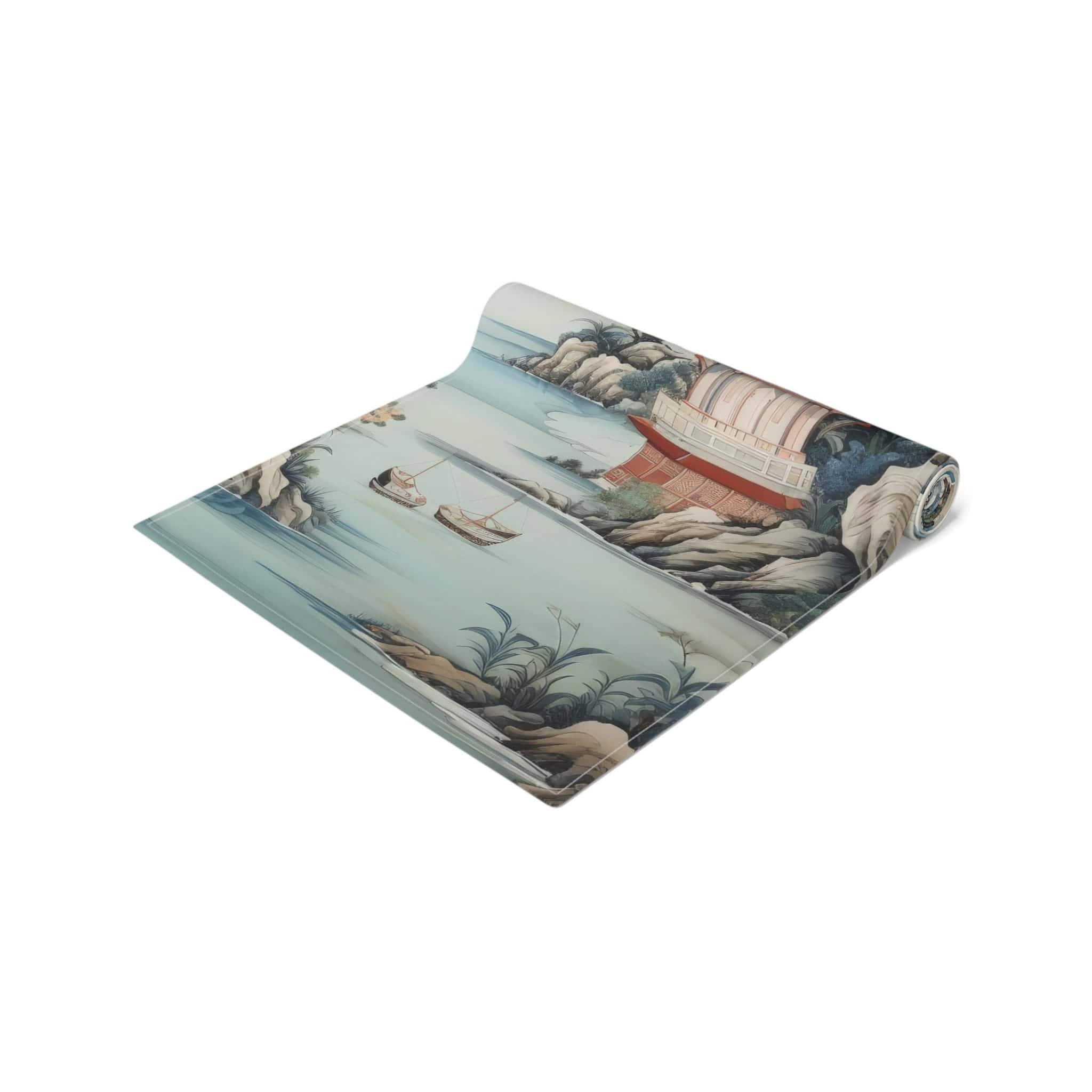 Kate McEnroe New York Chinoiserie Pagoda Landscape Floral Table Runner, Country Chic Farmhouse Table Linen, Wedding Table Decor, Grandmillenial Decor - 121781023Table Runners23568742160672355827