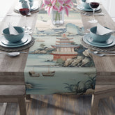 Kate McEnroe New York Chinoiserie Pagoda Landscape Floral Table Runner, Country Chic Farmhouse Table Linen, Wedding Table Decor, Grandmillenial Decor - 121781023Table Runners23568742160672355827