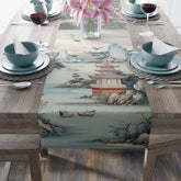 Kate McEnroe New York Chinoiserie Pagoda Landscape Floral Table Runner, Country Chic Farmhouse Table Linen, Wedding Table Decor, Grandmillenial Decor - 121781023Table Runners23568742160672355827