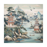 Kate McEnroe New York Chinoiserie Pagoda Landscape Floral Tablecloth, Country Chic, Farmhouse Table Linens, Wedding Table Decor, Grandmillenial Decor - 121481023Tablecloths95324257942838900653