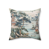 Kate McEnroe New York Chinoiserie Pagoda Landscape Floral Throw Pillow, Country Farmhouse Grandmillenial Decor, Asian Country Scene Cushion Covers - 121181023Throw Pillows33641630978359388038