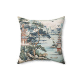 Kate McEnroe New York Chinoiserie Pagoda Landscape Floral Throw Pillow, Country Farmhouse Grandmillenial Decor, Asian Country Scene Cushion Covers - 121181023Throw Pillows33641630978359388038