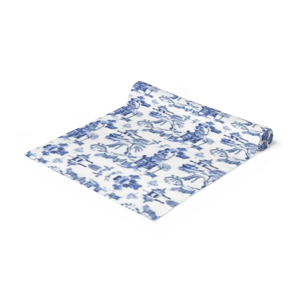 Kate McEnroe New York Chinoiserie Pagoda Landscape Table RunnerTable Runners19239983615865850417