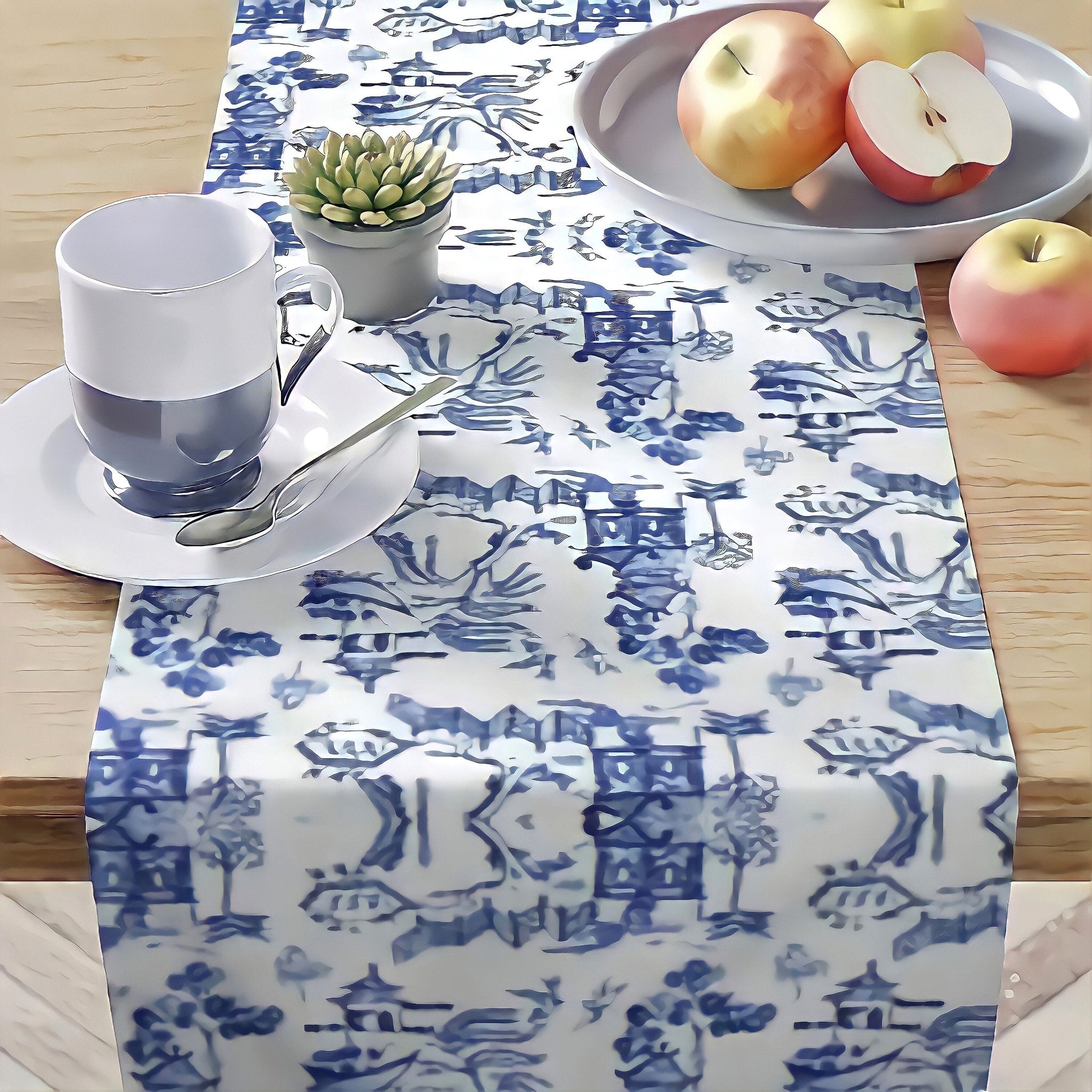 Kate McEnroe New York Chinoiserie Pagoda Landscape Table RunnerTable Runners19239983615865850417