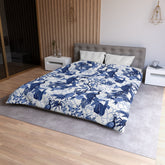 Kate McEnroe New York Chinoiserie Peacock Duvet Cover, Blue Floral Bedding, Elegant Bedroom Decor, Asian BeddingDuvet Covers10690694362860719549