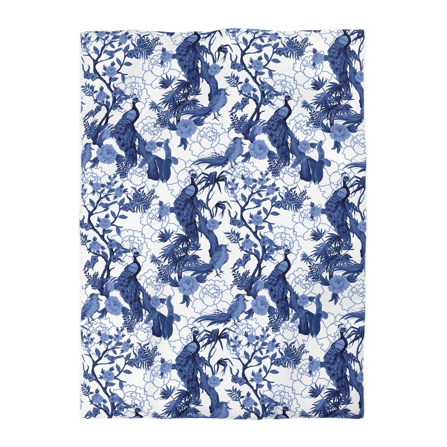 Kate McEnroe New York Chinoiserie Peacock Duvet Cover, Blue Floral Bedding, Elegant Bedroom Decor, Asian BeddingDuvet Covers10690694362860719549