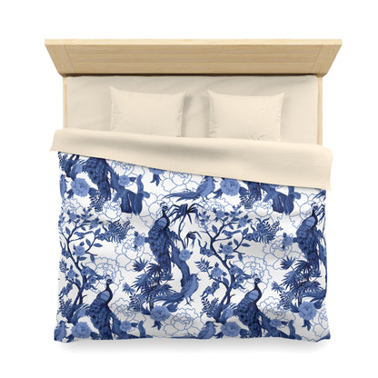 Kate McEnroe New York Chinoiserie Peacock Duvet Cover, Blue Floral Bedding, Elegant Bedroom Decor, Asian BeddingDuvet Covers14352867101593644924