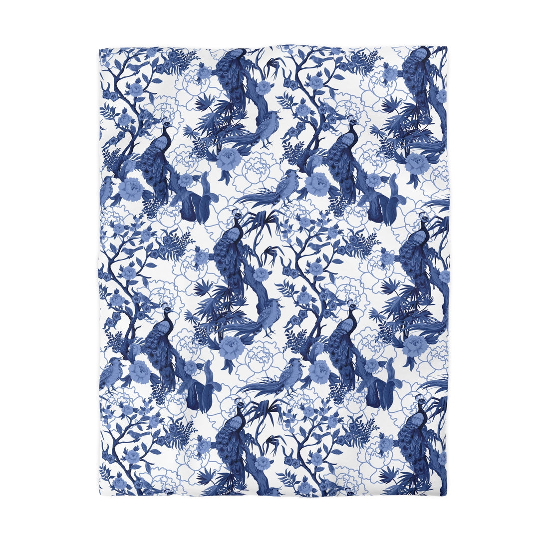 Kate McEnroe New York Chinoiserie Peacock Duvet Cover, Blue Floral Bedding, Elegant Bedroom Decor, Asian BeddingDuvet Covers22162825572702343687