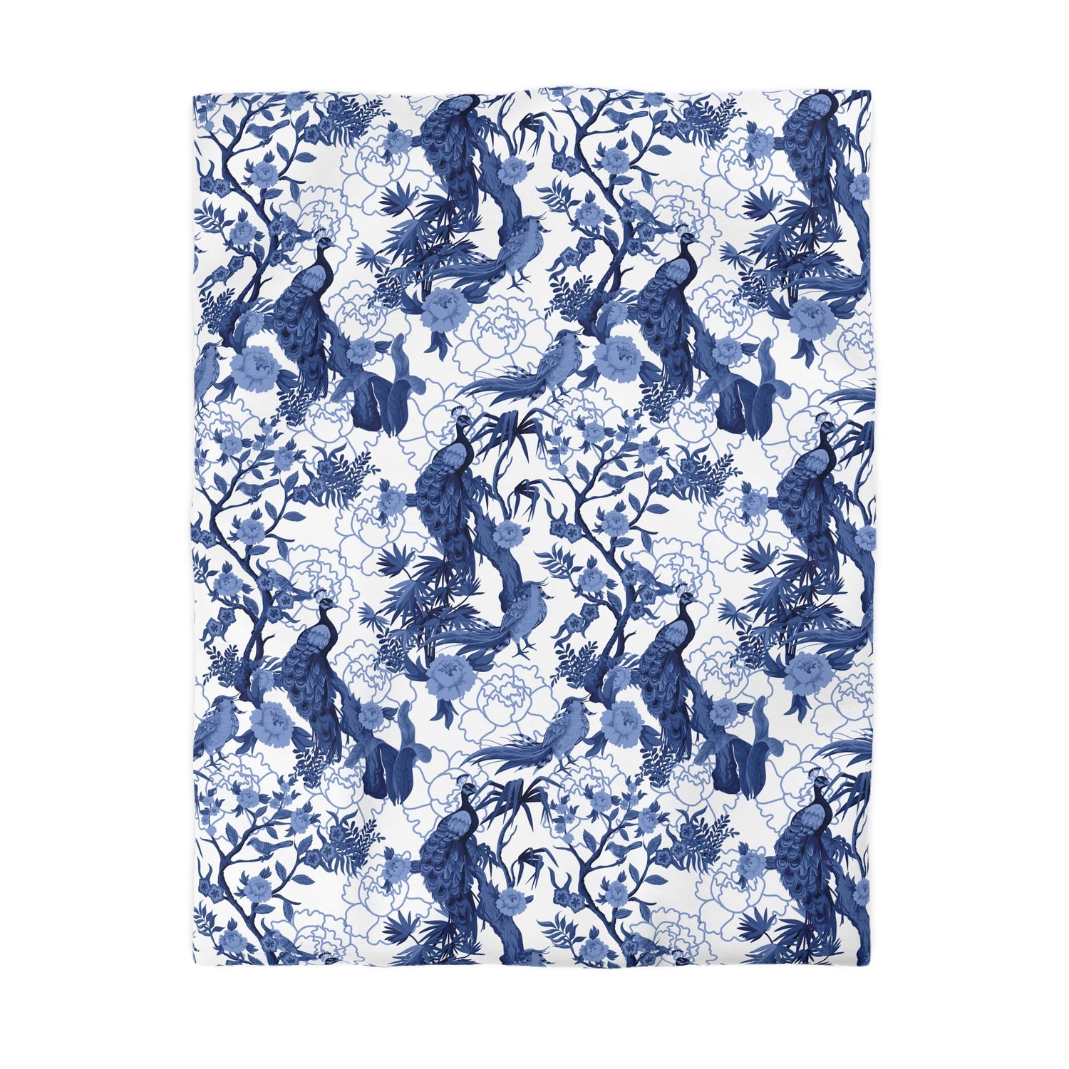 Kate McEnroe New York Chinoiserie Peacock Duvet Cover, Blue Floral Bedding, Elegant Bedroom Decor, Asian BeddingDuvet Covers22162825572702343687