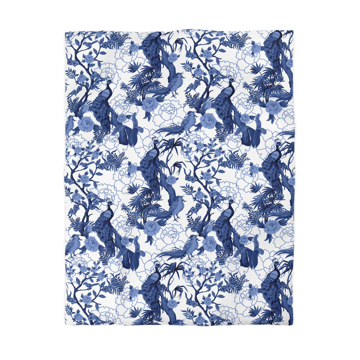 Kate McEnroe New York Chinoiserie Peacock Duvet Cover, Blue Floral Bedding, Elegant Bedroom Decor, Asian BeddingDuvet Covers22162825572702343687