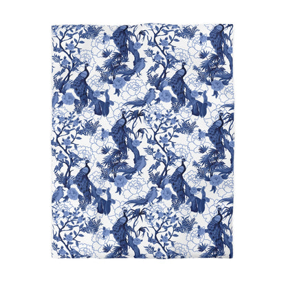 Kate McEnroe New York Chinoiserie Peacock Duvet Cover, Blue Floral Bedding, Elegant Bedroom Decor, Asian BeddingDuvet Covers22162825572702343687