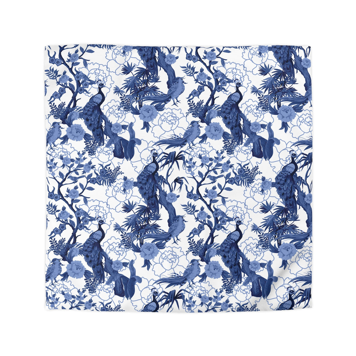 Kate McEnroe New York Chinoiserie Peacock Duvet Cover, Blue Floral Bedding, Elegant Bedroom Decor, Asian BeddingDuvet Covers22162825572702343687