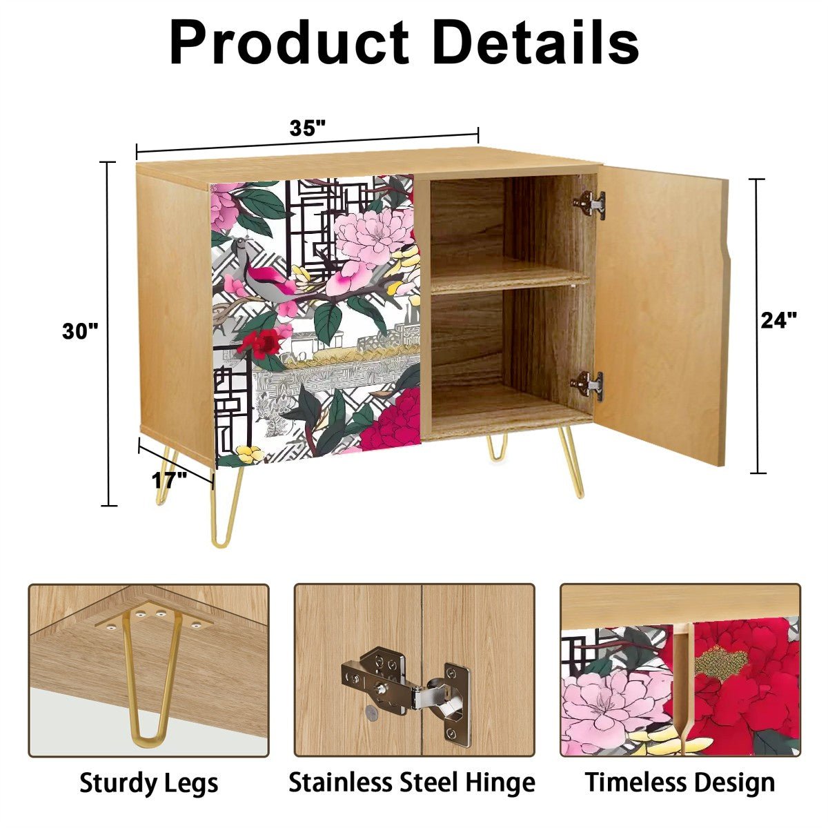 Kate McEnroe New York Chinoiserie Peony Shoe Cabinet, Red Pink Floral Storage Unit, Asian Style Entryway FurnitureStorage CabinetsrYkUz43Awu