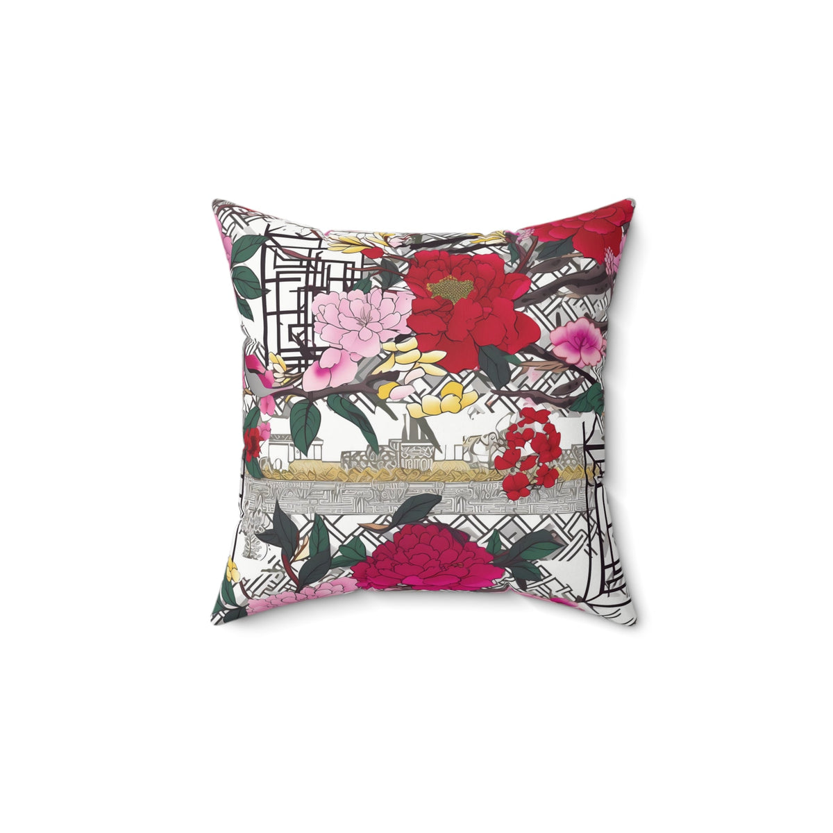 Kate McEnroe New York Chinoiserie Peony Throw Pillow, Asian Garden Floral Cushion, Vintage Bold Botanical AccentThrow Pillows14981971092019483194