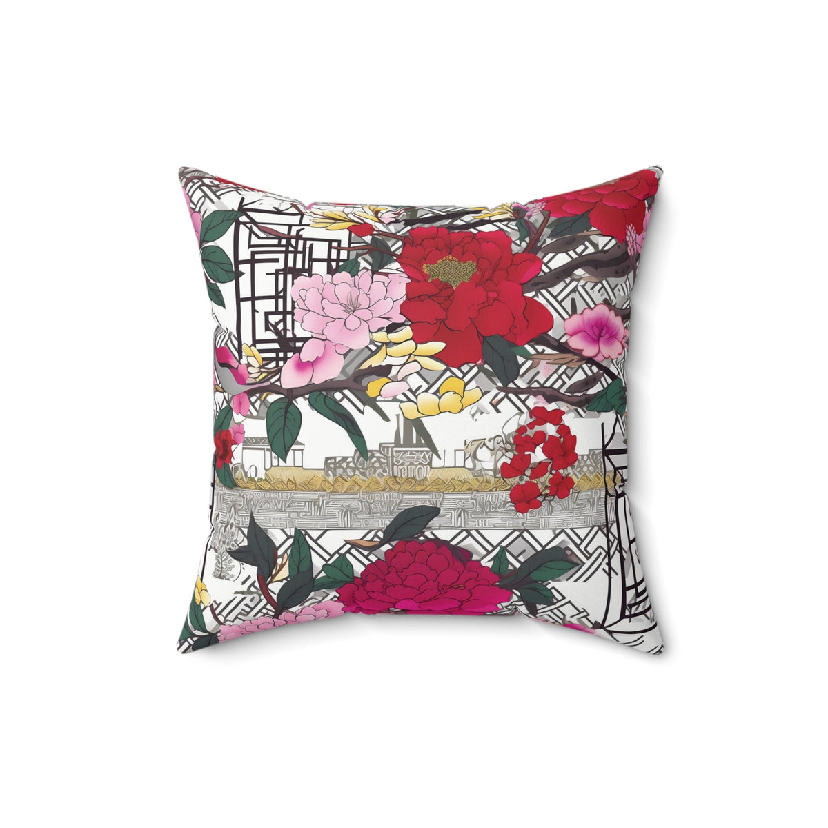 Kate McEnroe New York Chinoiserie Peony Throw Pillow, Asian Garden Floral Cushion, Vintage Bold Botanical AccentThrow Pillows89429722593572035346