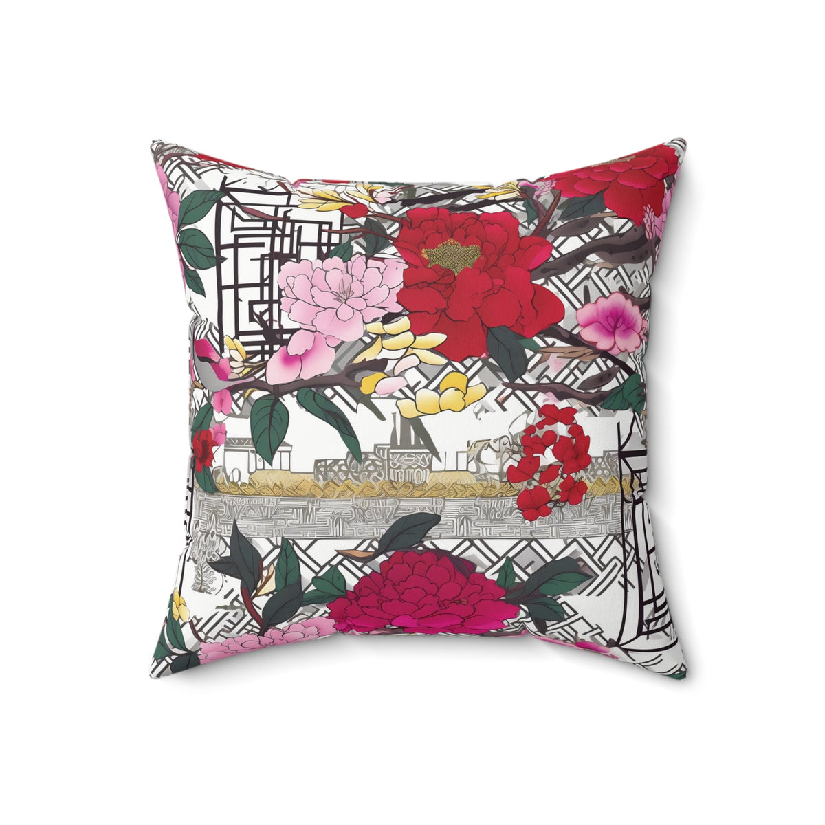 Kate McEnroe New York Chinoiserie Peony Throw Pillow, Asian Garden Floral Cushion, Vintage Bold Botanical AccentThrow Pillows98532771856478074739